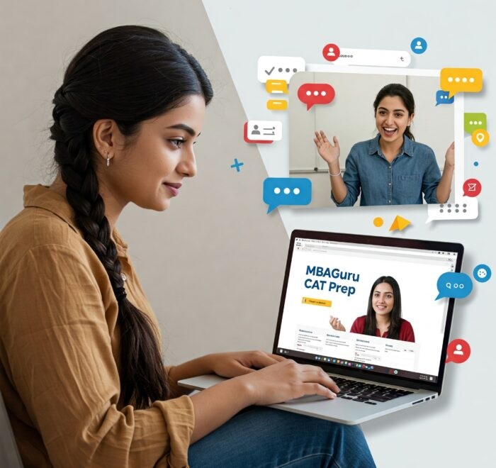 MBAGuru live online CAT coaching class on laptop for remote CAT preparation
